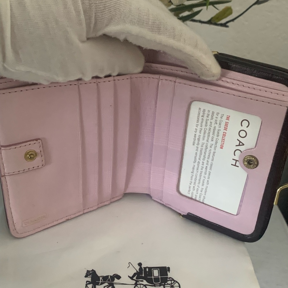 Vintage Coach Madison billfold Brown/Pink Signature Wallet RARE Y2K - Picture 8 of 10